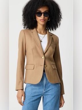 J. Crew Women’s Original Schoolboy Camel Blazer with Gold Buttons Sz 8